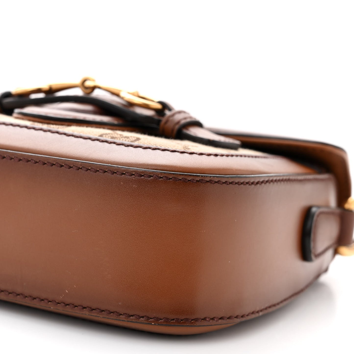 Monogram Small Lady Web Shoulder Bag Beige Cuir
