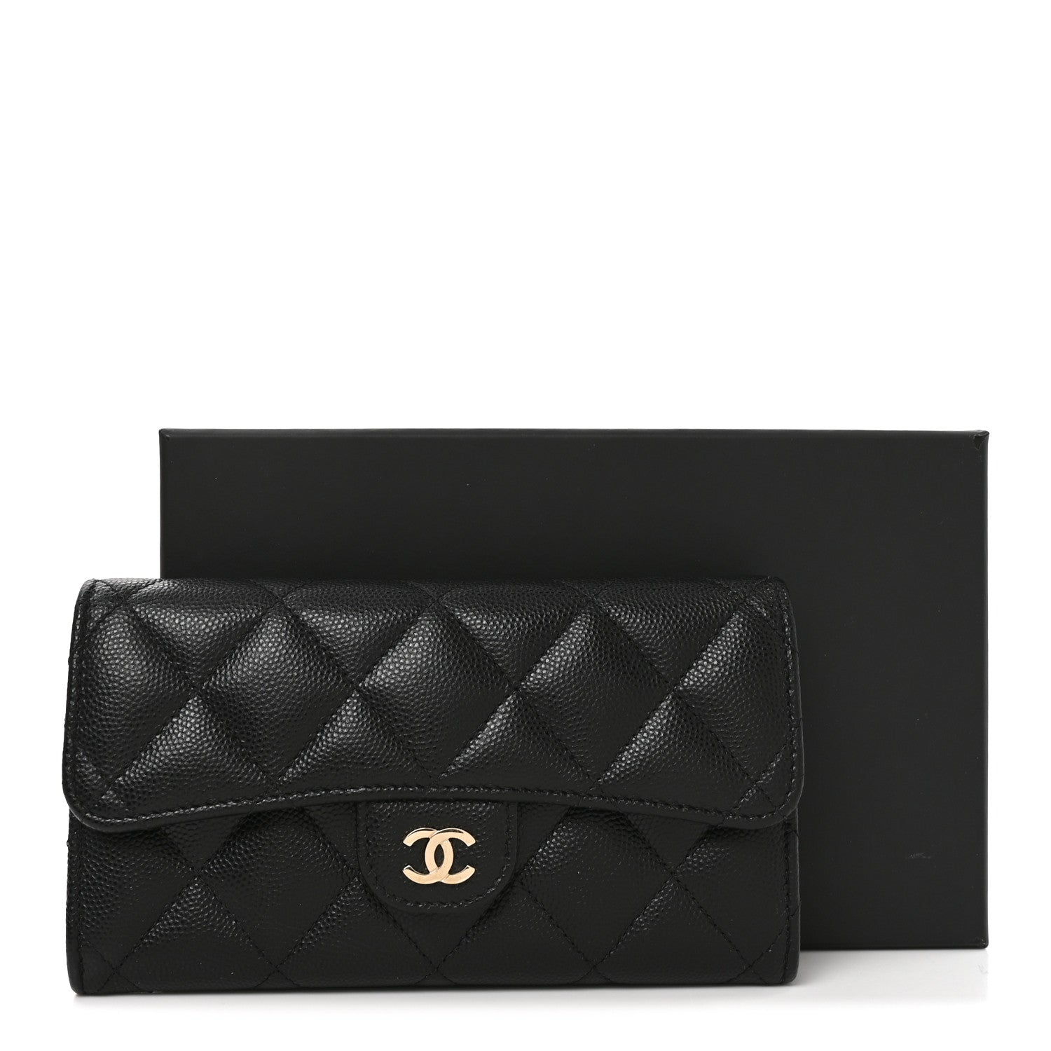 Chanel Caviar Quilted Medium Gusset Flap Wallet Black 8 of 8