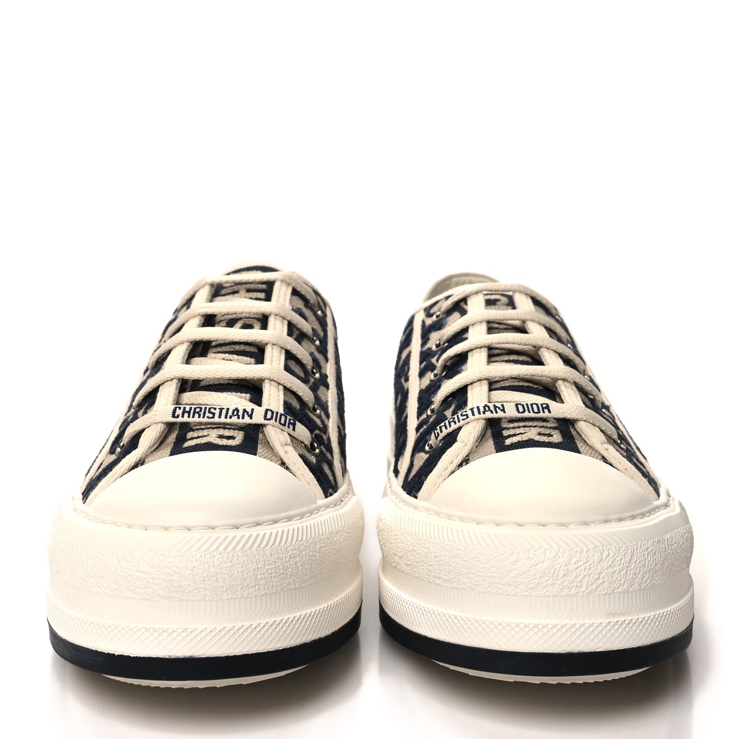 Embroidered Cotton Oblique Walk'N'Dior Low Top Sneakers 40 Deep Blue