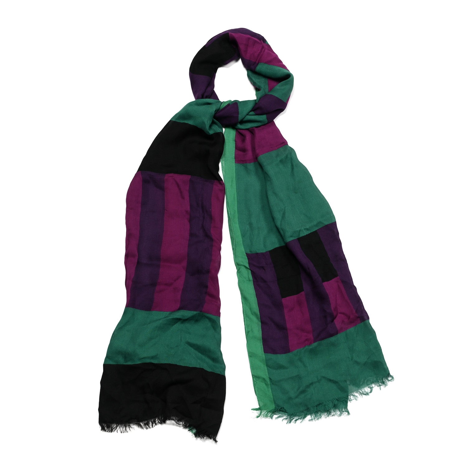 Burberry Modal Cashmere Multi Striped Scarf Bright Forest Green 1 of 5