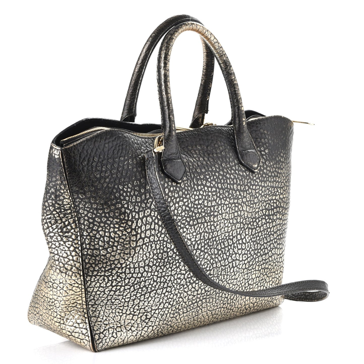 Gradient Metallic Signature Grain Medium Dewsbury Tote Black Gold