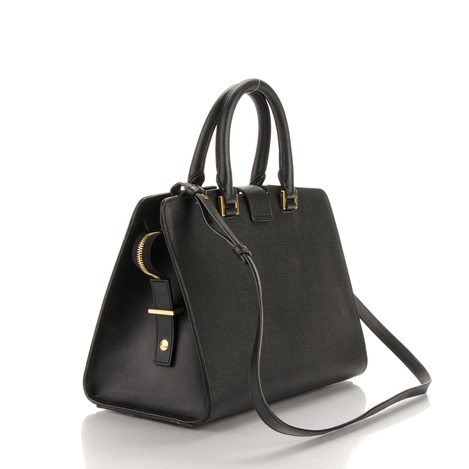Saint Laurent Tweed Calfskin Classic Small Cabas Y Bag Black 3 of 9
