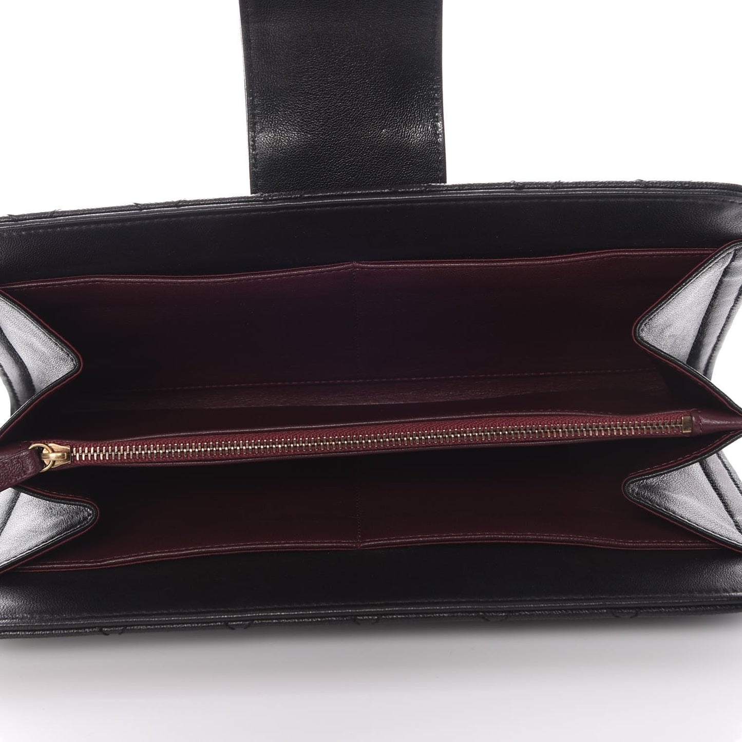Sheepskin Quilted Beauty Lock Clutch Black