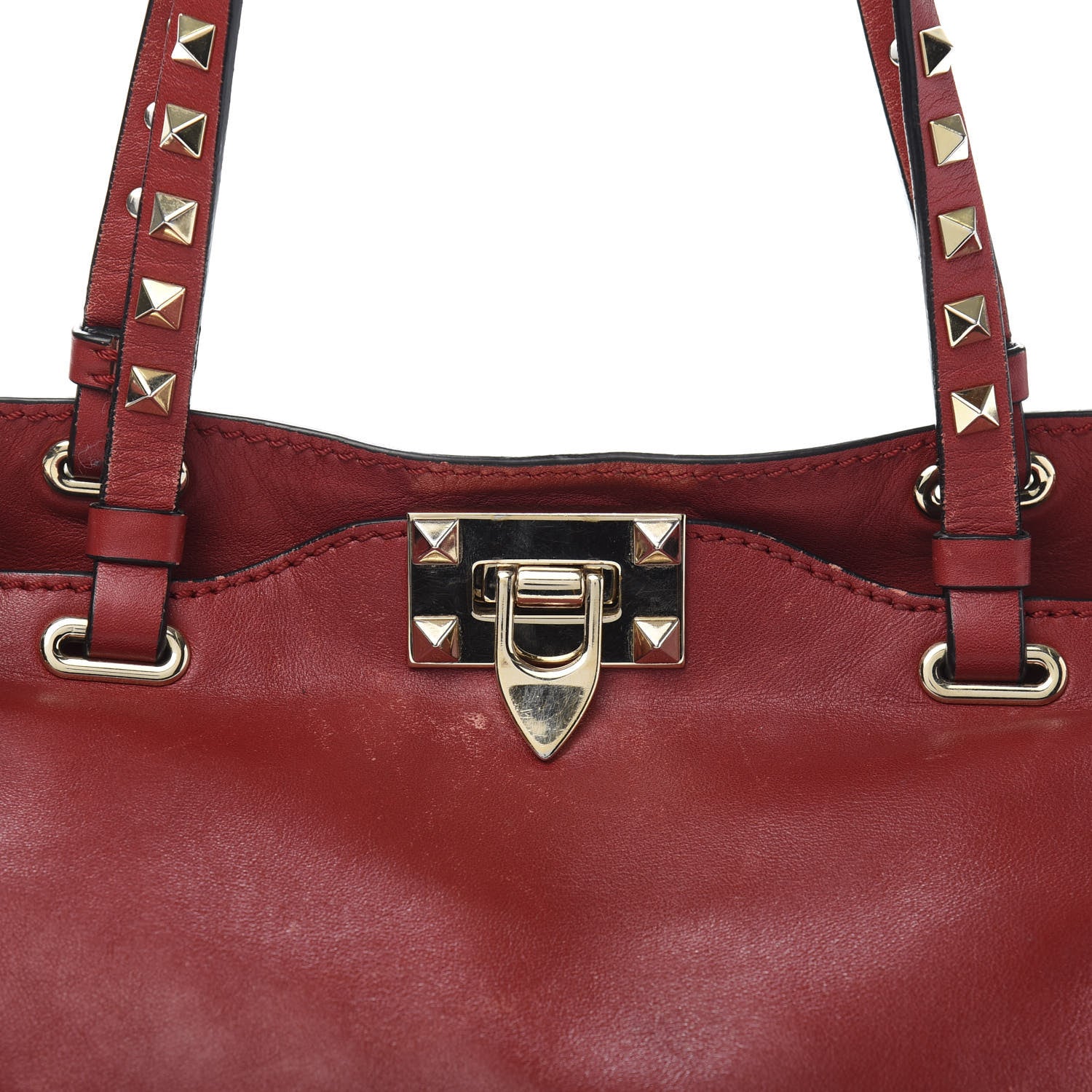 Valentino Garavani Vitello Small Rockstud Tote Rosso Valentino 18 of 18