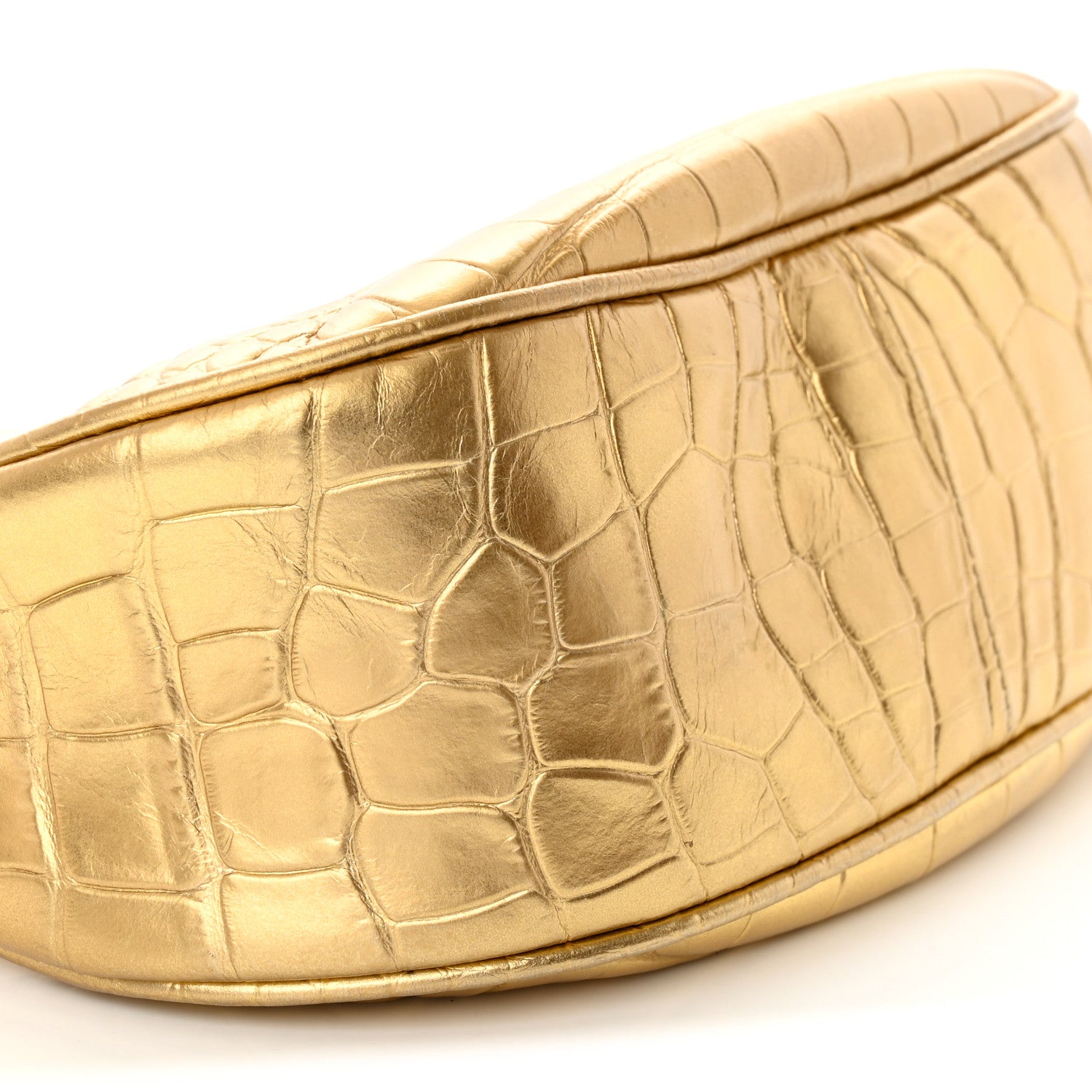 Tom Ford Metallic Calfskin Crocodile Embossed Mini Bianca Hobo Gold 11 of 15