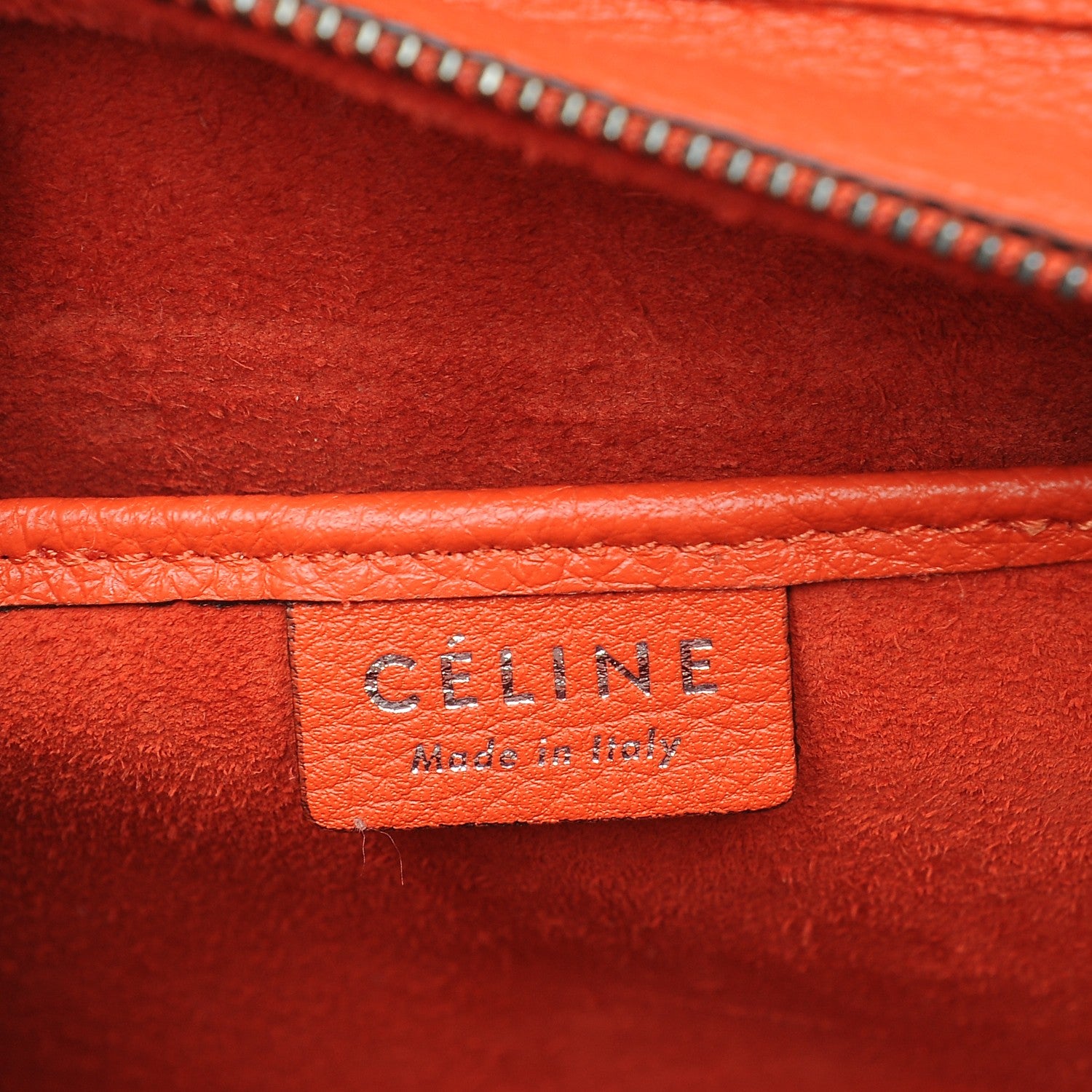 Celine Drummed Calfskin Nano Luggage Vermillion 7 of 10