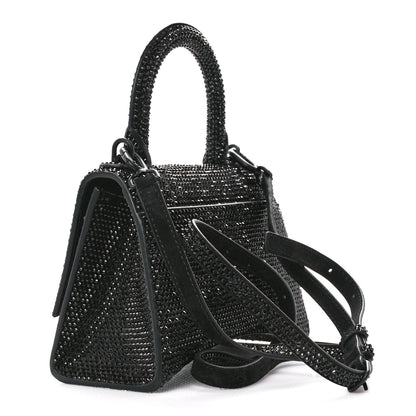 Balenciaga Strass Suede Hourglass Top Handle Bag XS Black Jet 3 of 11