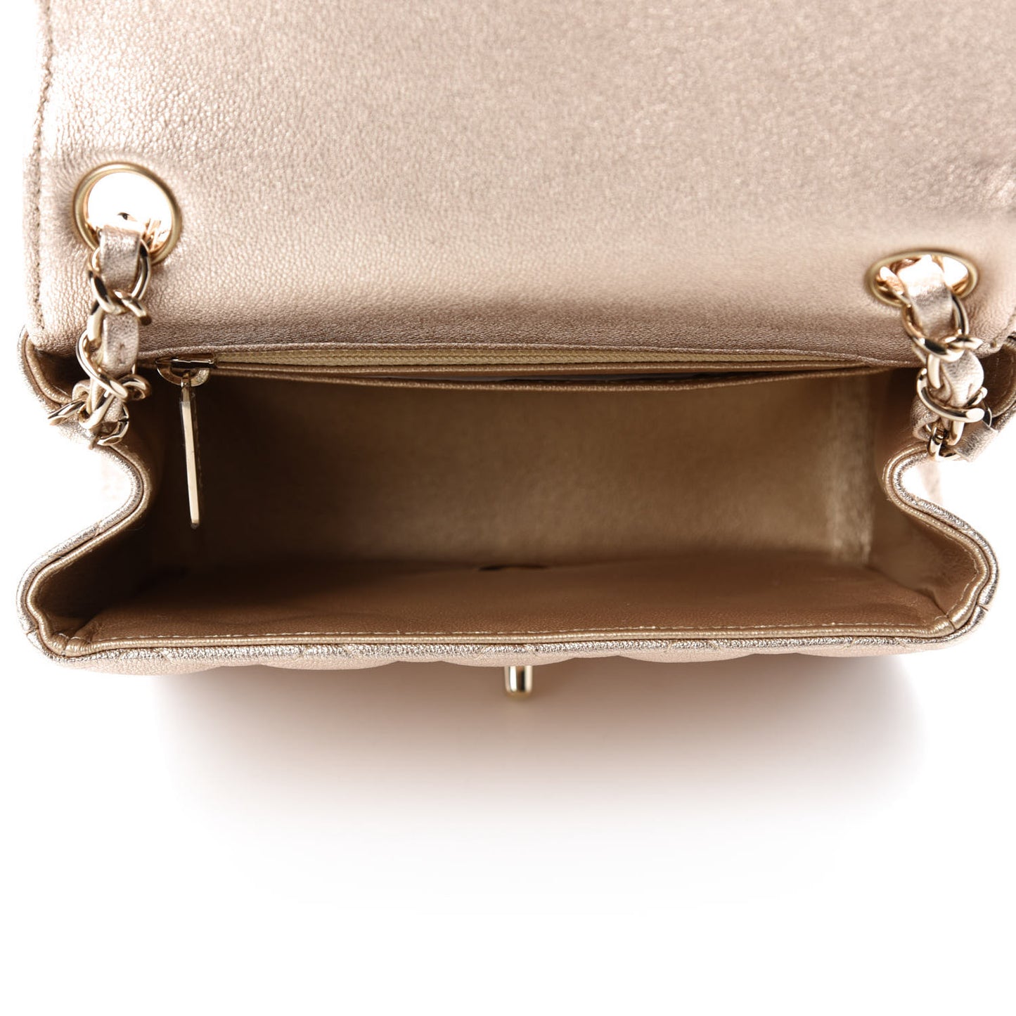 Metallic Lambskin Quilted Mini Square Flap Gold
