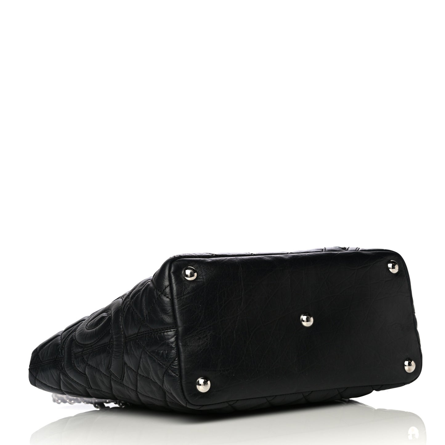 Aged Calfskin Quilted Large Cotton Club Tote Black