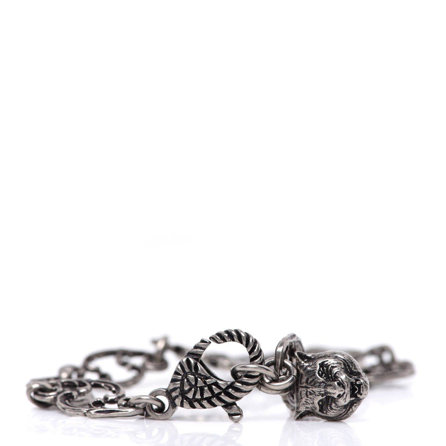 Oxidized Palladium Crystal Double G Bracelet Silver