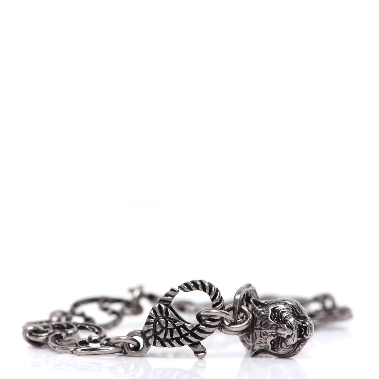 Gucci Oxidized Palladium Crystal Double G Bracelet Silver 5 of 6