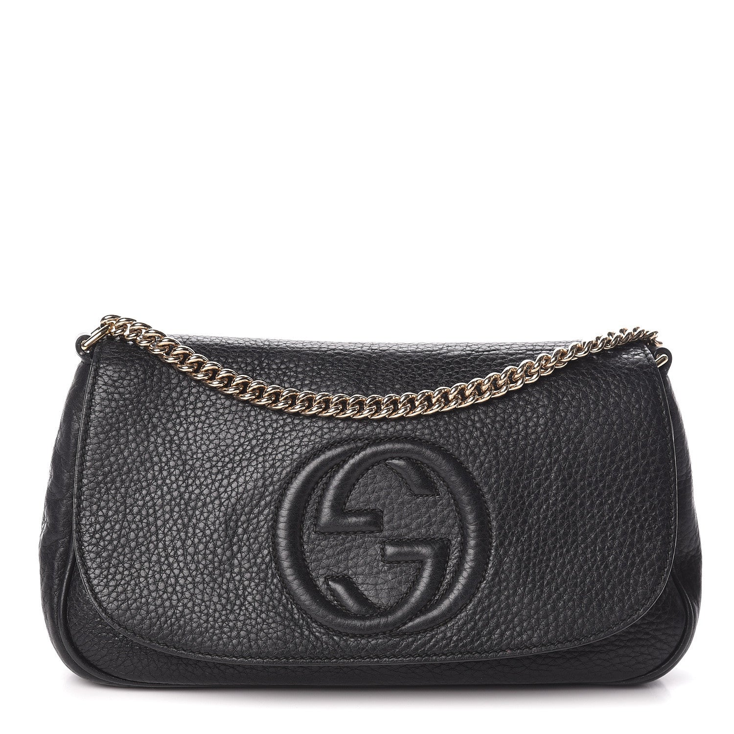 Gucci Pebbled Calfskin Medium Soho Flap Crossbody Black 1 of 11