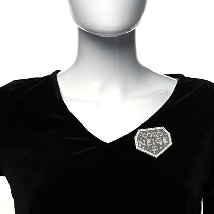 Chanel Resin Crystal Chanel Neige Brooch Black 2 of 4