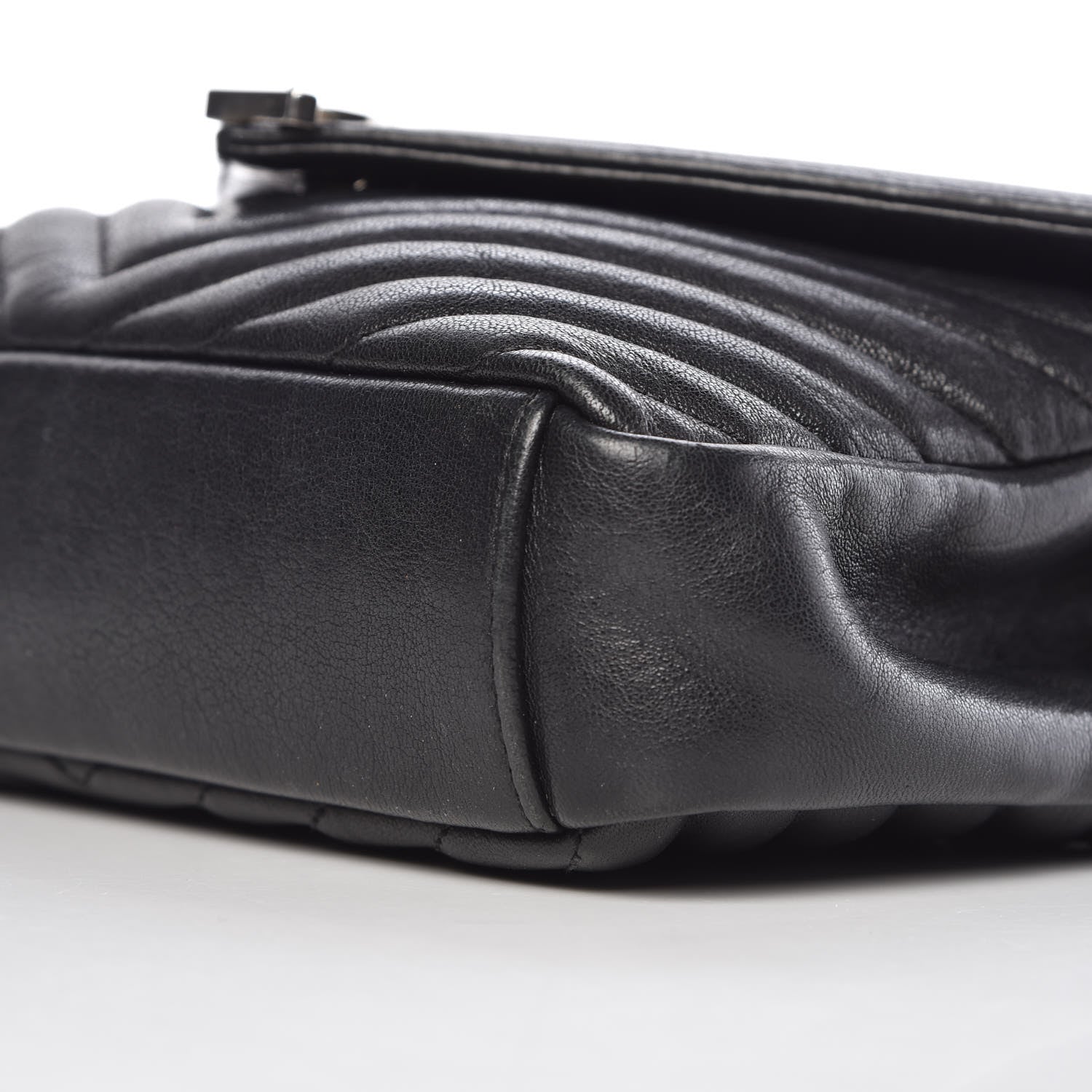 Saint Laurent Sheepskin Matelasse Chevron Monogram Medium College Bag Black 10 of 14