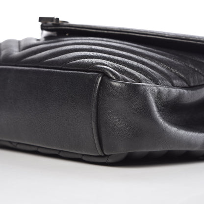 Saint Laurent Sheepskin Matelasse Chevron Monogram Medium College Bag Black 10 of 14