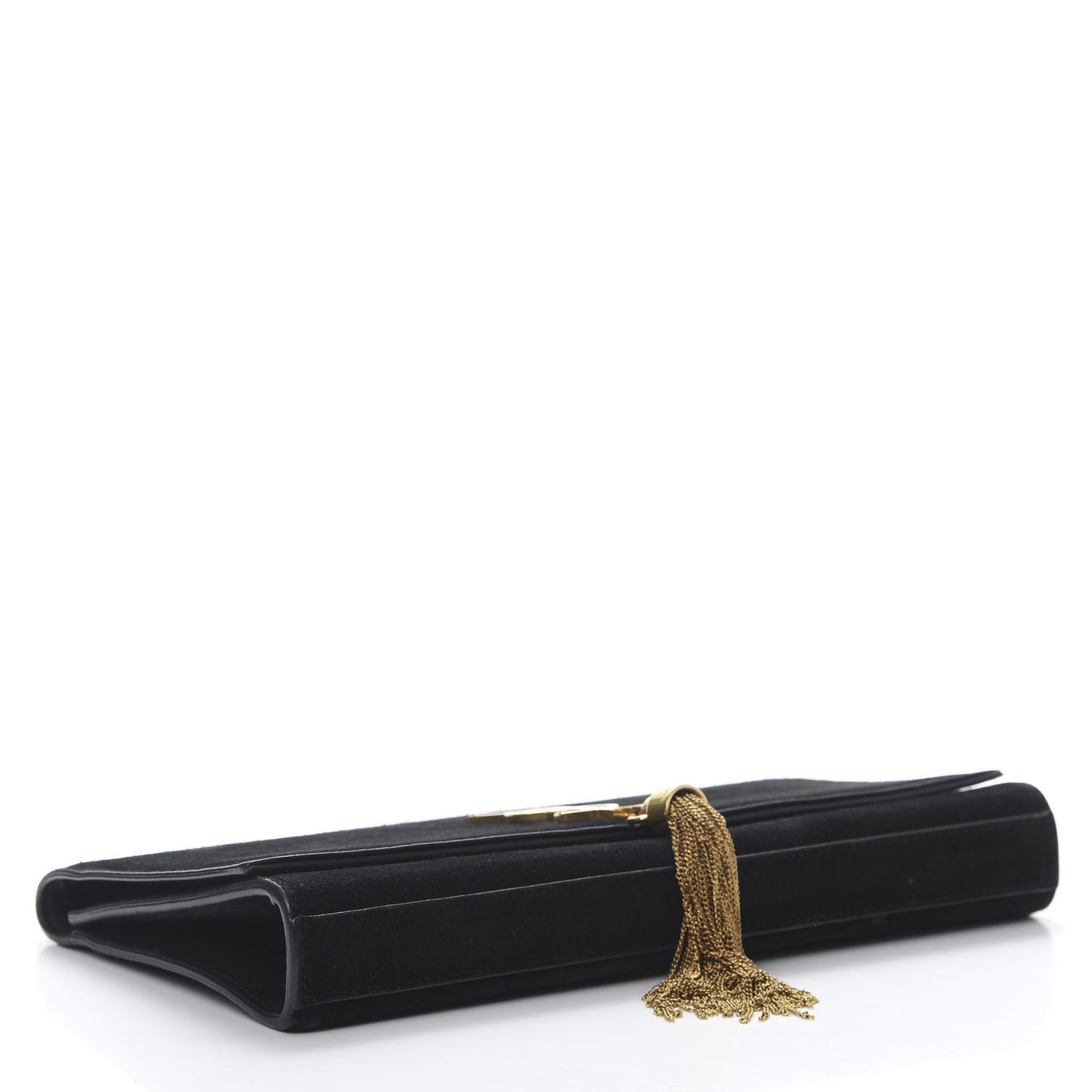 Suede Classic Monogram Cassandre Tassel Clutch Dark Brown
