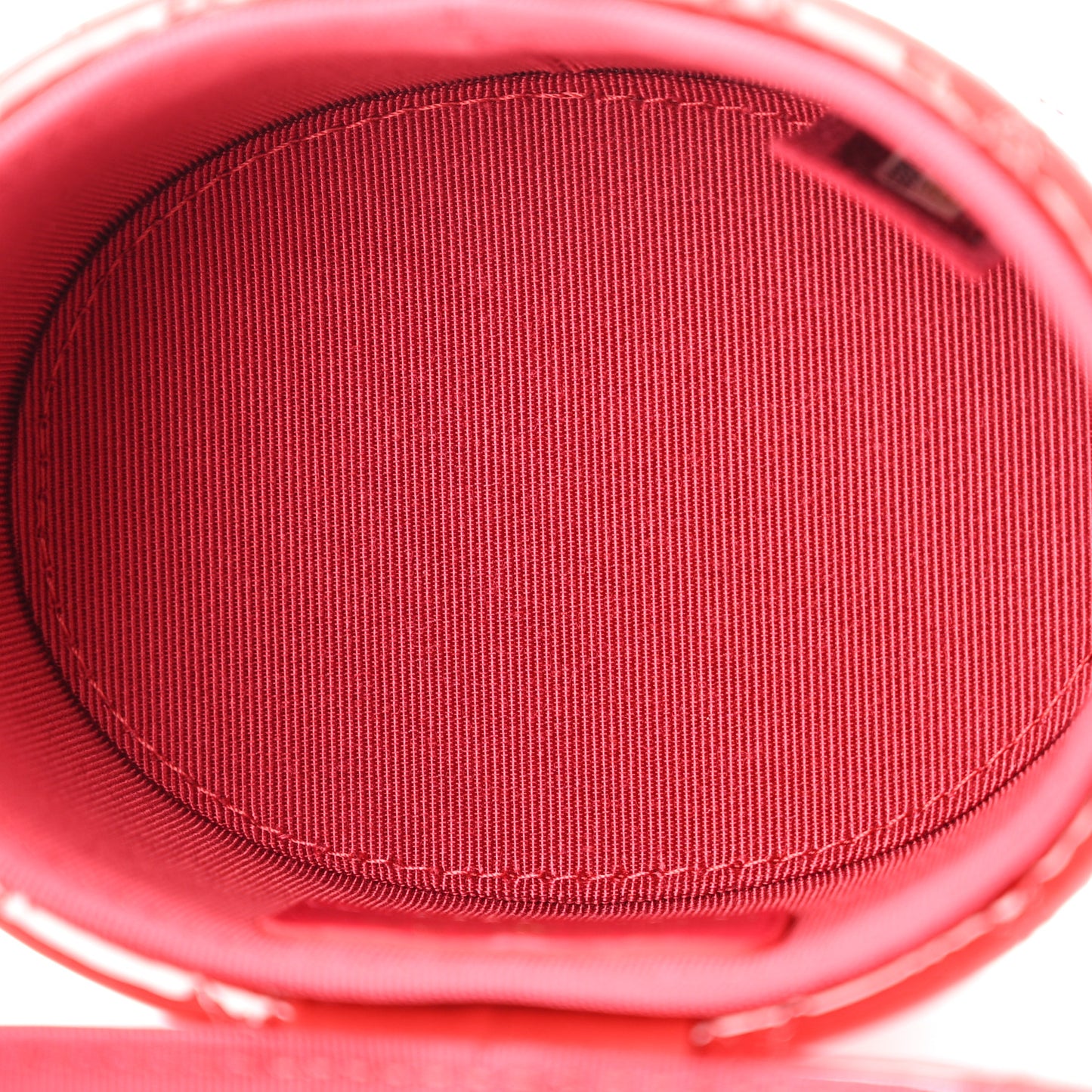 Patent Quilted Small Round Vanity With Chain Red