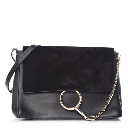 Chloe Suede Calfskin Medium Faye Shoulder Bag Black 1 of 12