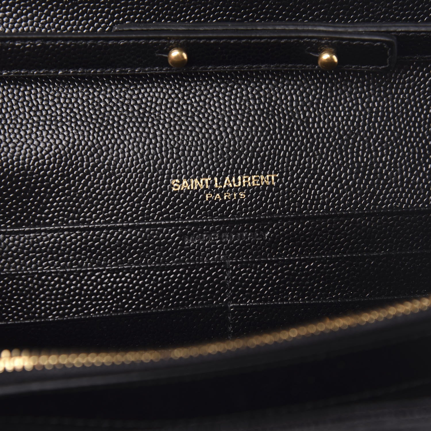 Saint Laurent Grain De Poudre Matelasse Chevron Monogram Chain Wallet Black 6 of 10