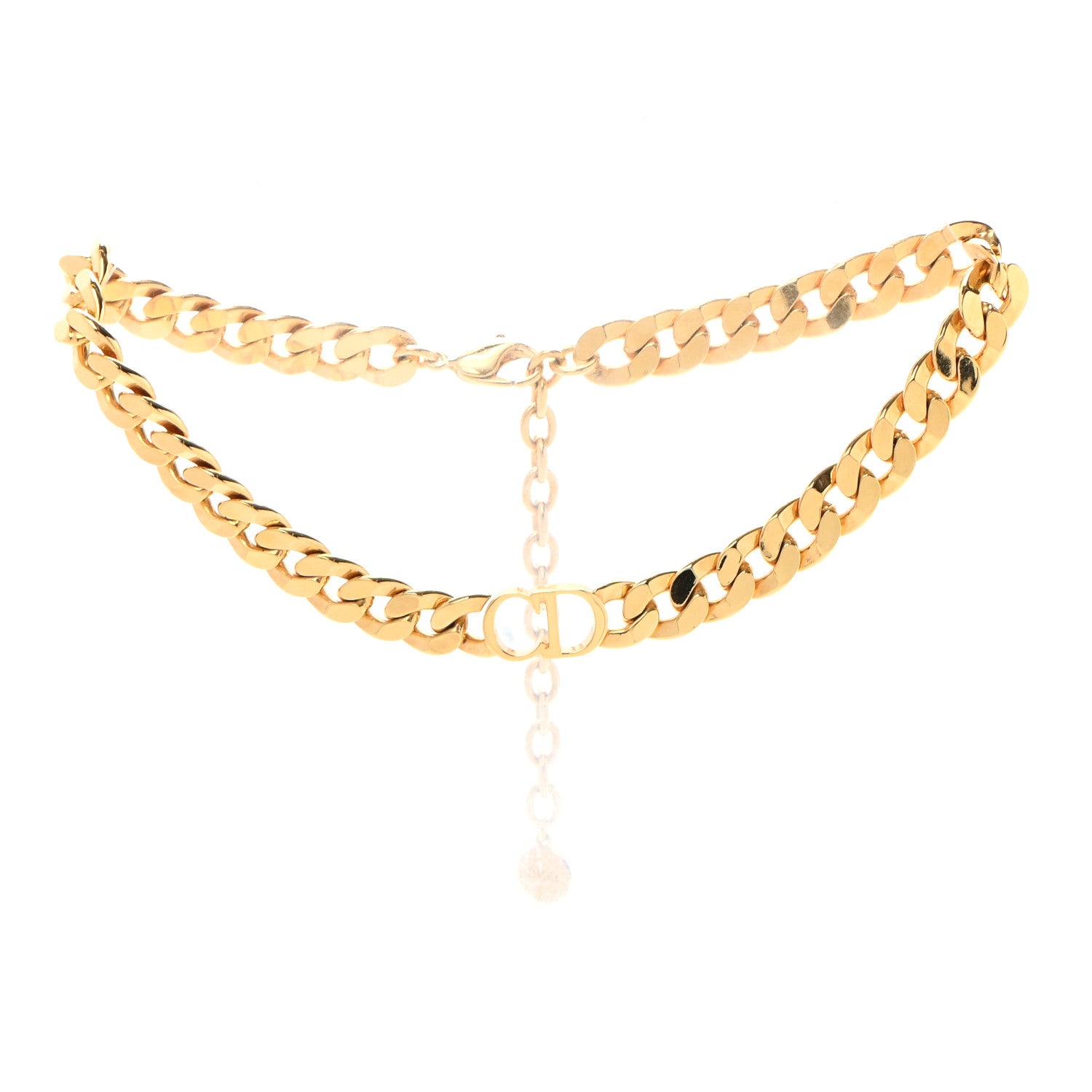 Christian Dior Metal Danseuse Etoile Chain Choker Necklace Gold 3 of 6