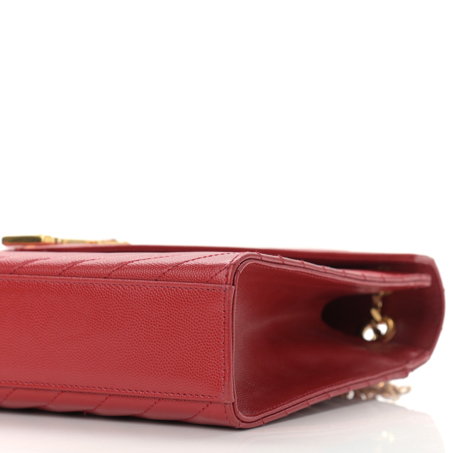 Saint Laurent Grain De Poudre Matelasse Chevron Large Monogram Satchel Lipstick Red 9 of 9