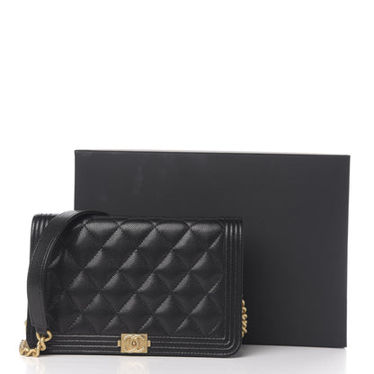 Chanel Caviar Quilted Boy Wallet On Chain WOC Black 11 of 11