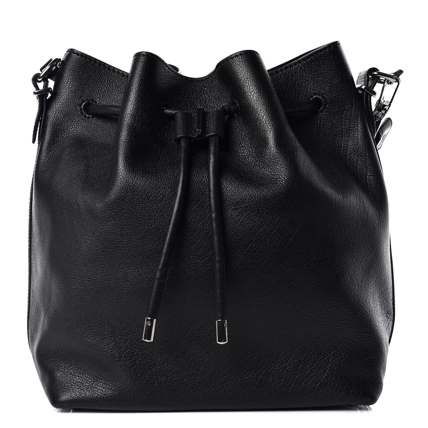 Calfskin Buffalo Medium Bucket Bag Black