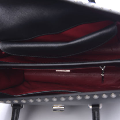 Prada Saffiano Studded Double Zip Tote Black 5 of 9