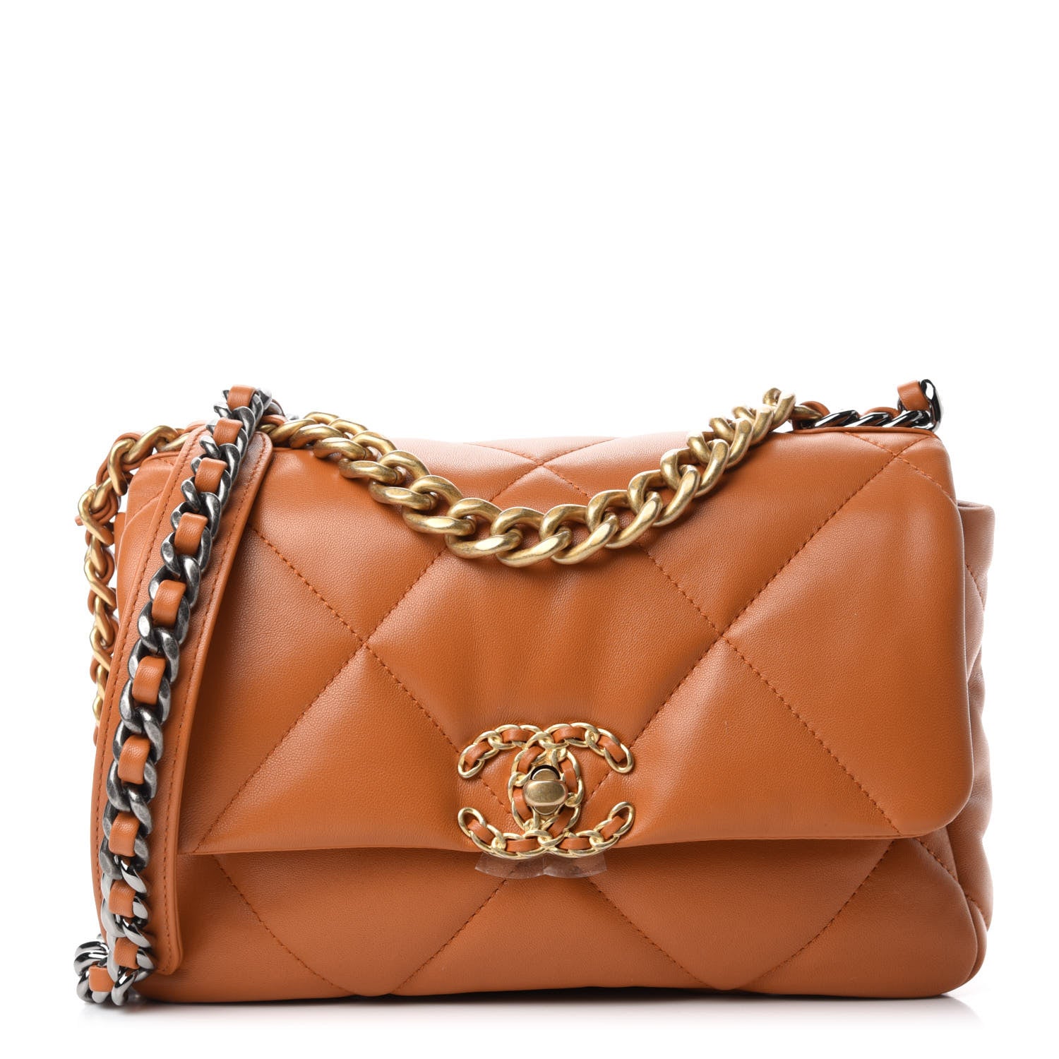 Chanel Lambskin Quilted Medium Chanel 19 Flap Light Brown 1 of 10