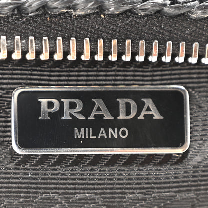 Prada Yarn Raffia Effect Crochet Triangle Shoulder Bag Black 6 of 9