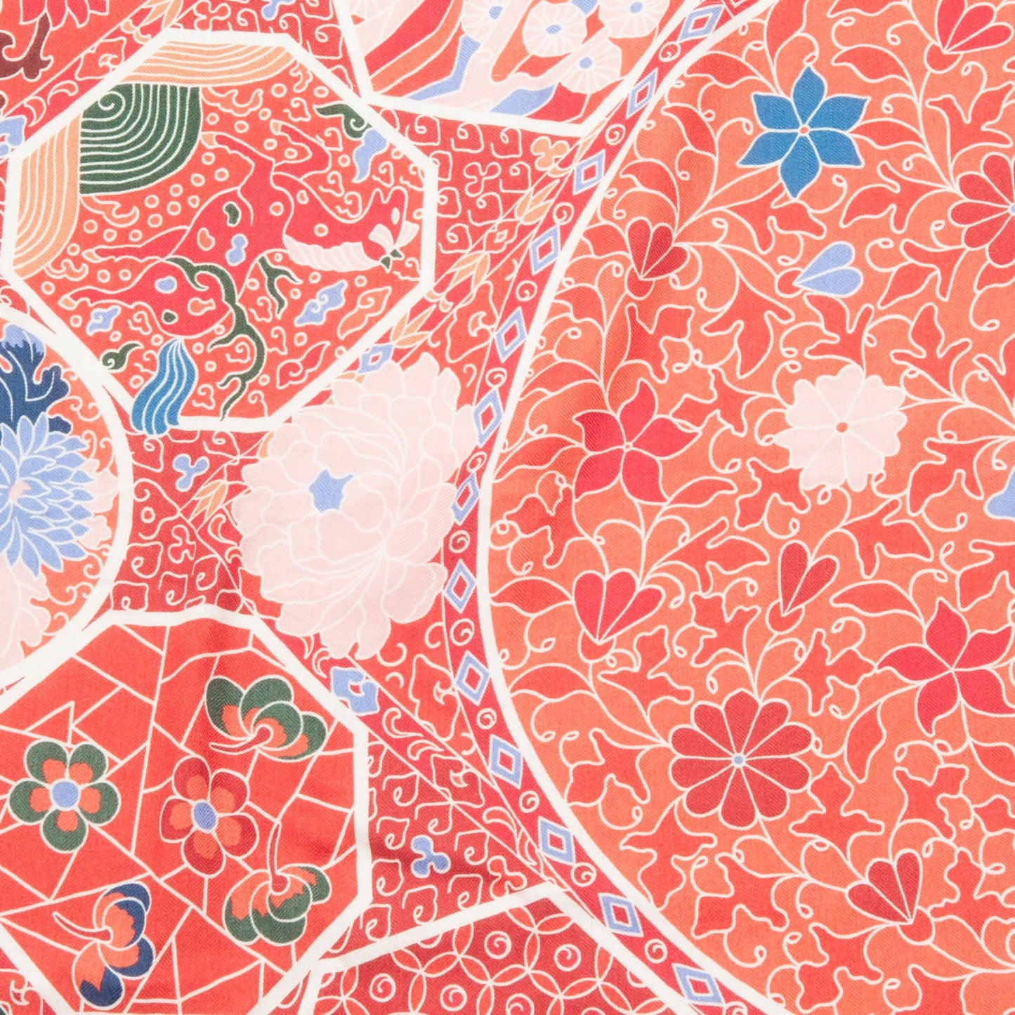 Cashmere Silk Collections Imperiales Shawl 140 Rosepale Corail Bleu