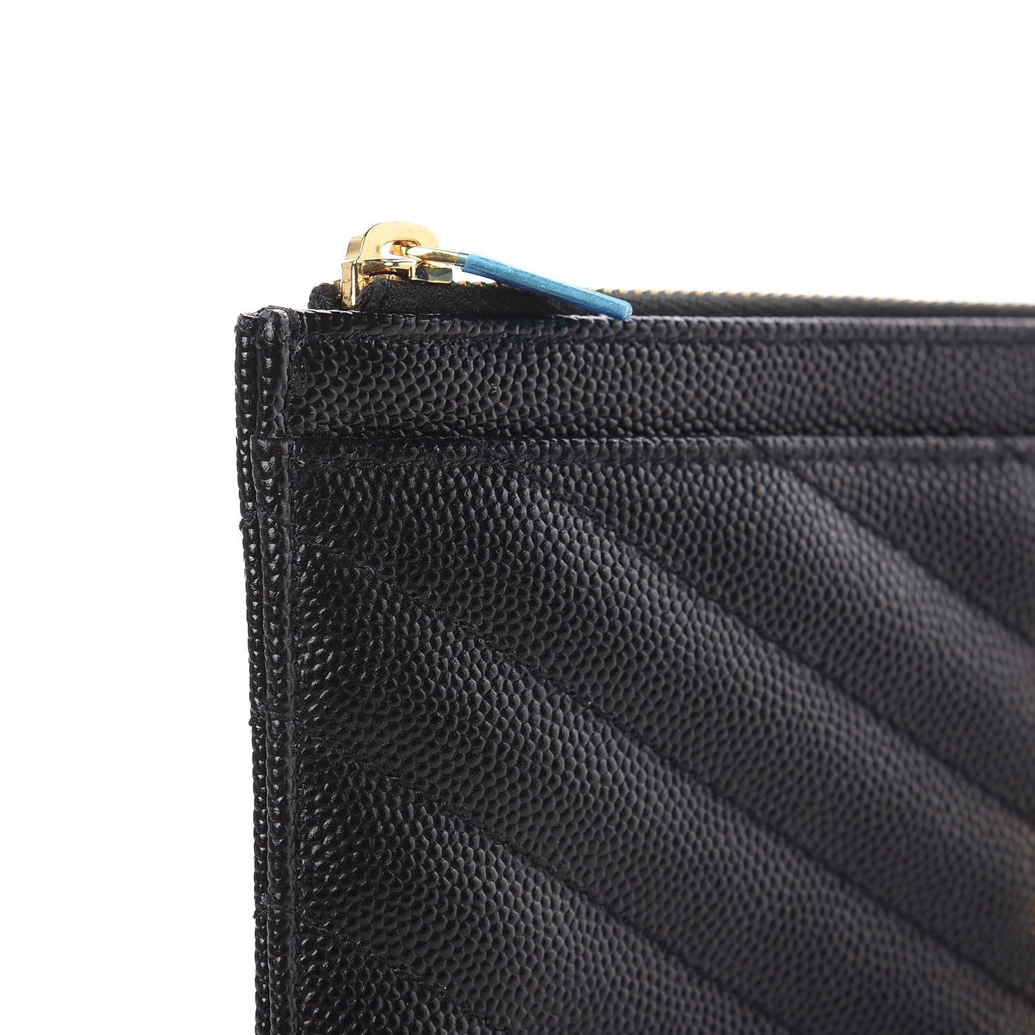 Saint Laurent Grain De Poudre Chevron Monogram Bill Pouch Black 11 of 12