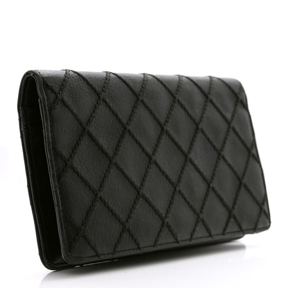 Chanel Distressed Caviar Stitched Yen Wallet Black 3 of 10