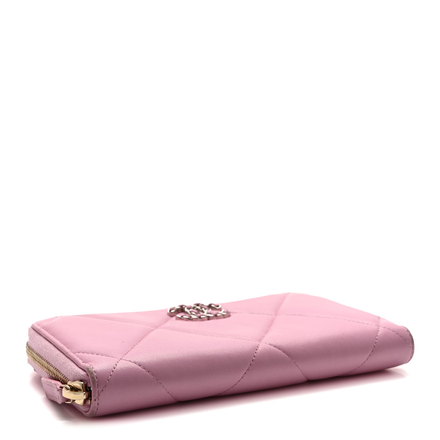 Lambskin Quilted Chanel 19 Zipped Wallet Light Pink