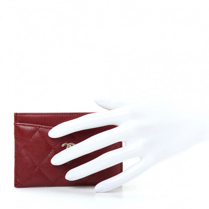 Chanel Caviar Quilted Card Holder Dark Red 2 of 9