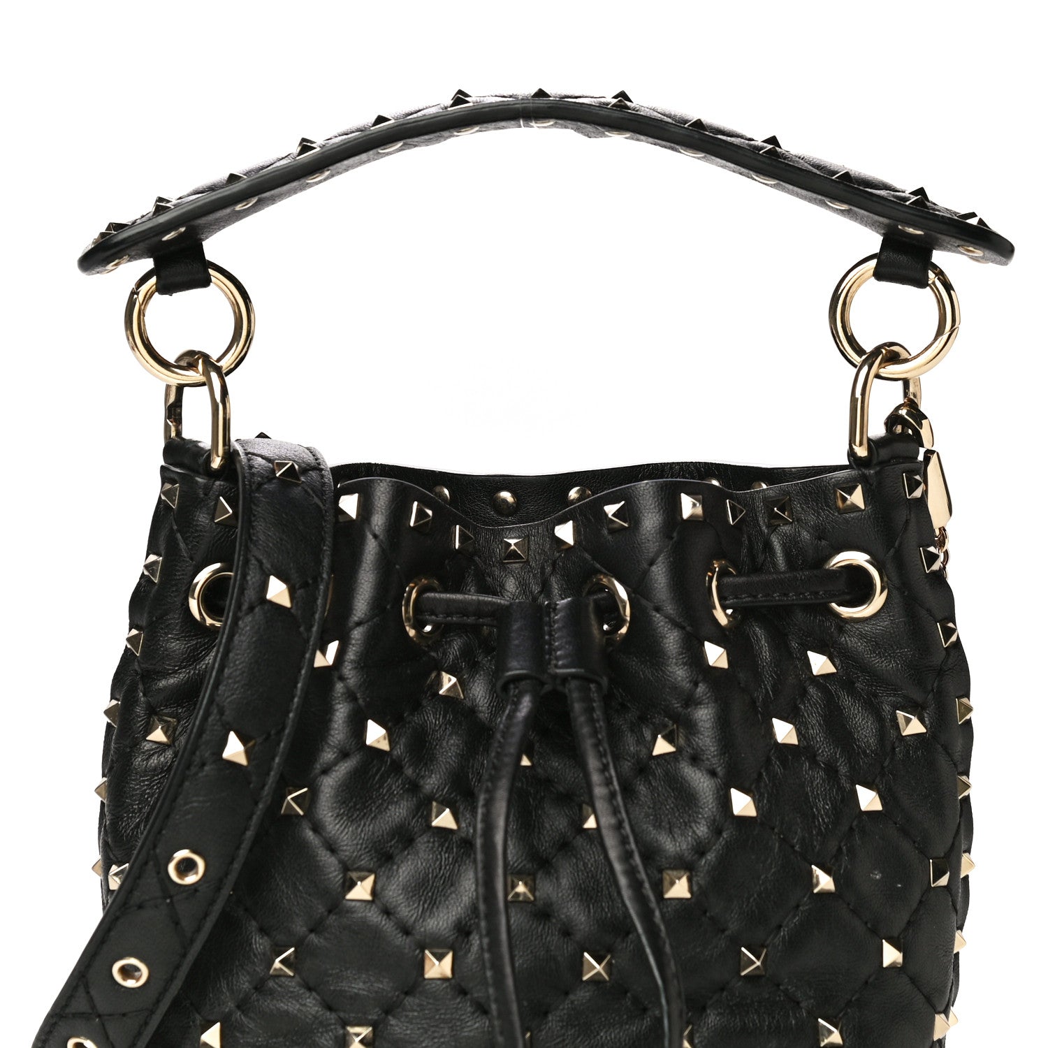 Valentino Garavani Nappa Mini Rockstud Spike Bucket Bag Black 7 of 15