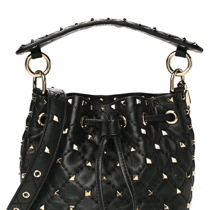 Valentino Garavani Nappa Mini Rockstud Spike Bucket Bag Black 7 of 15