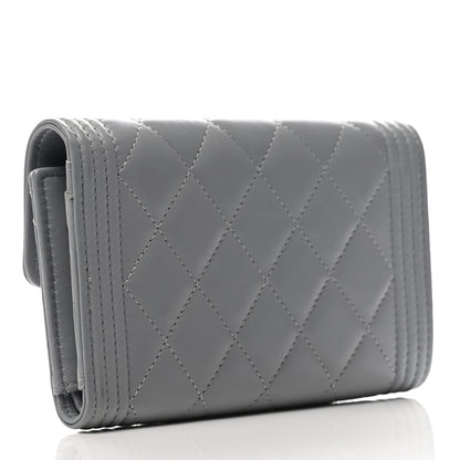 Chanel Lambskin Quilted Medium Boy Flap Wallet Grey 3 of 8
