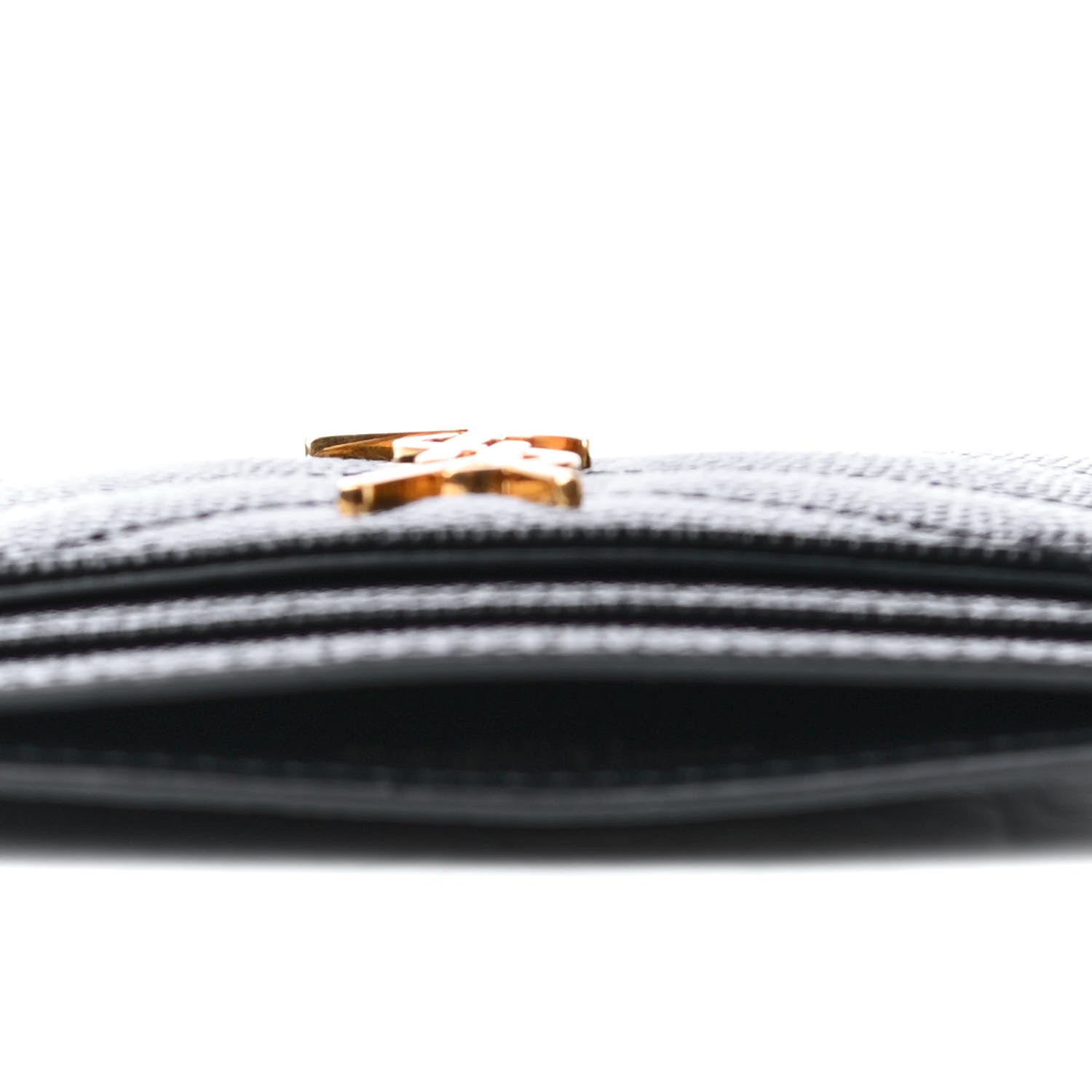 Saint Laurent Grain De Poudre Matelasse Chevron Monogram Credit Card Case Black 4 of 4