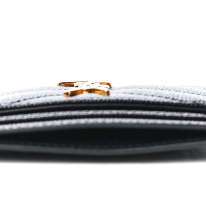 Saint Laurent Grain De Poudre Matelasse Chevron Monogram Credit Card Case Black 4 of 4