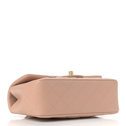 Chanel Lambskin Quilted Mini Top Handle Rectangular Flap Beige 4 of 9