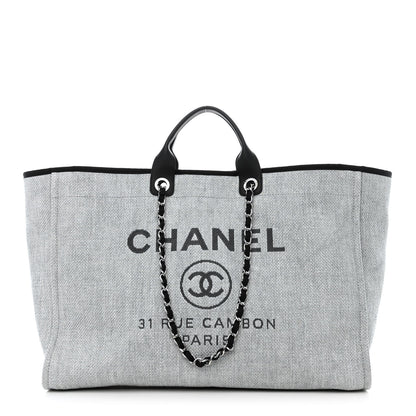 Chanel Woven Straw Raffia Extra Large Deauville Tote Grey 1 of 11