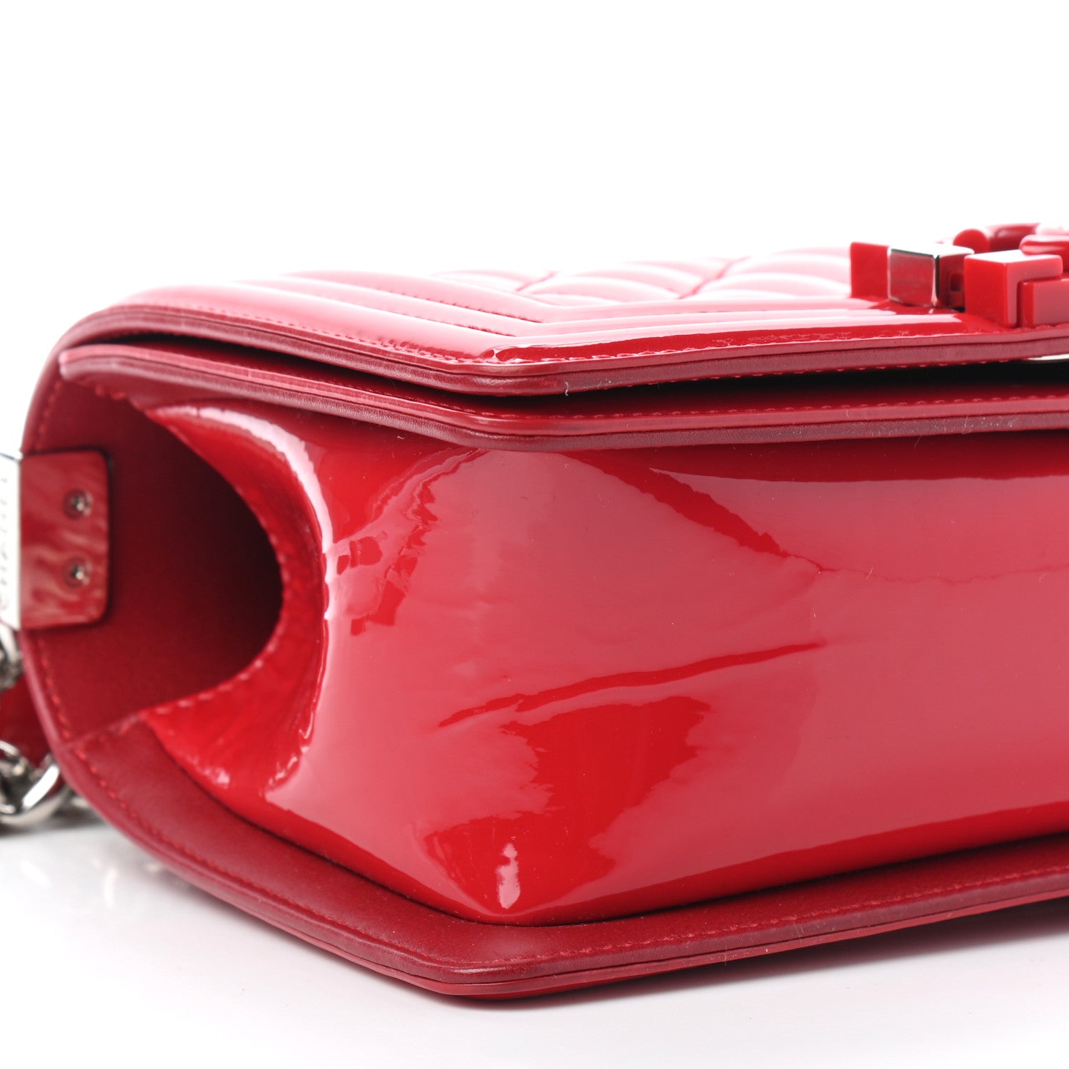 Chanel Patent Calfskin Quilted Small Plexiglass Boy Flap Red 9 of 10