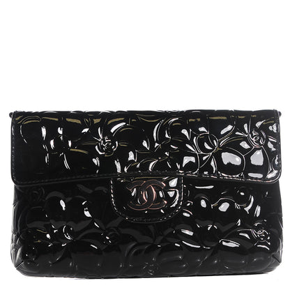 Chanel Patent Camellia Embossed Mini Rectangular Flap Black 1 of 7