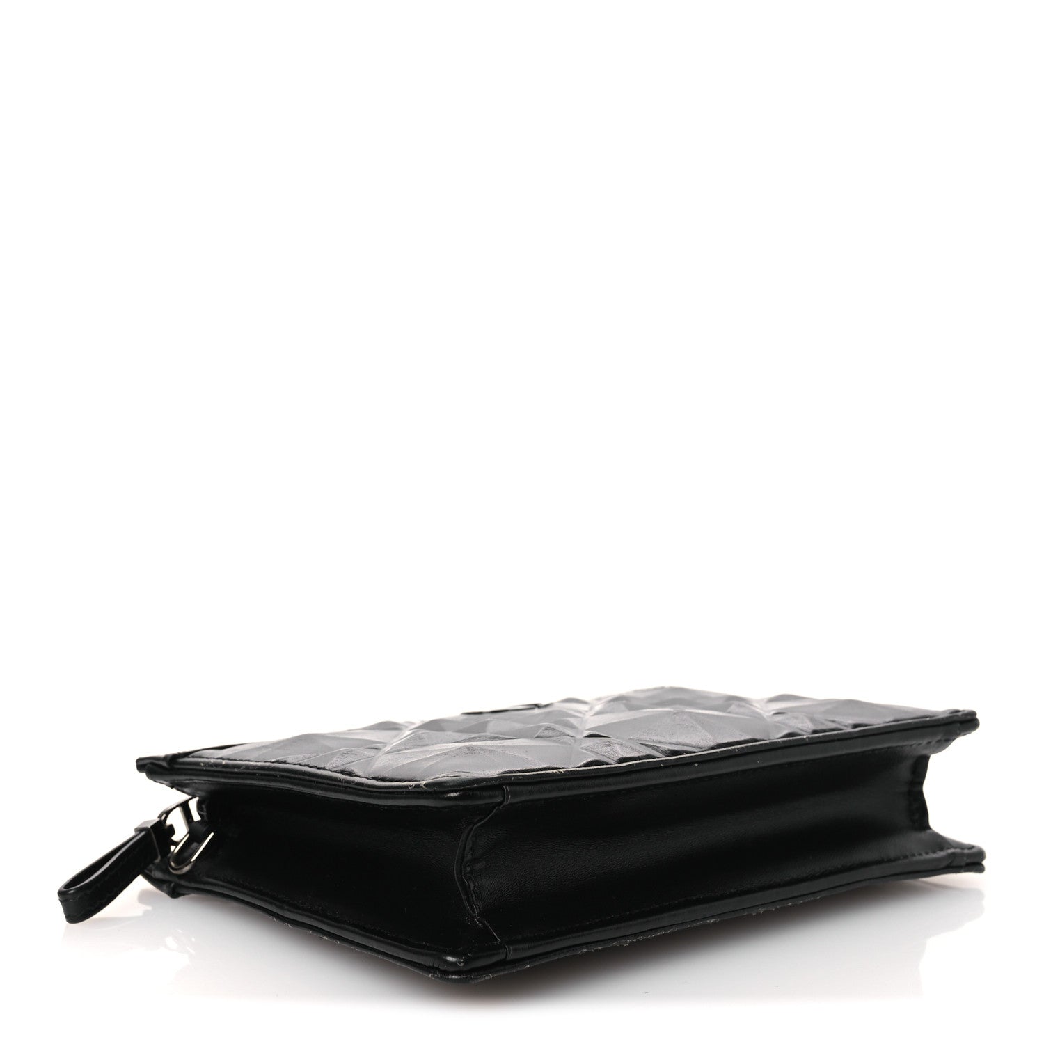 Christian Dior Calfskin Macrocannage Diamond Caro Zipped Pouch With Chain Black 4 of 13