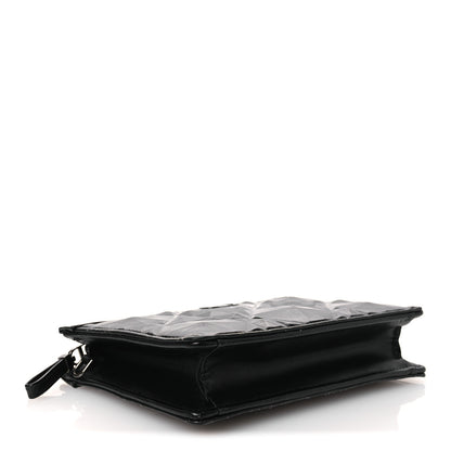 Christian Dior Calfskin Macrocannage Diamond Caro Zipped Pouch With Chain Black 4 of 13