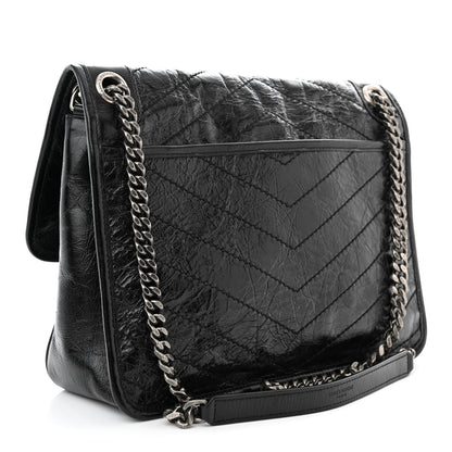 Saint Laurent Crinkled Calfskin Matelasse Monogram Medium Niki Chain Satchel Black 3 of 11