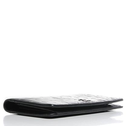 Chanel Lambskin Camellia Embossed Yen Wallet Black 4 of 8