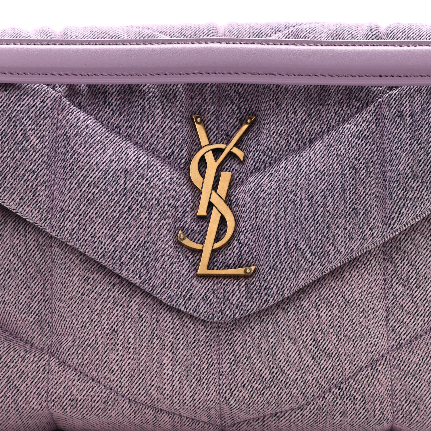 Saint Laurent Denim Quilted Small Loulou Puffer Monogram Chain Satchel Bleached Lilac 8 of 10