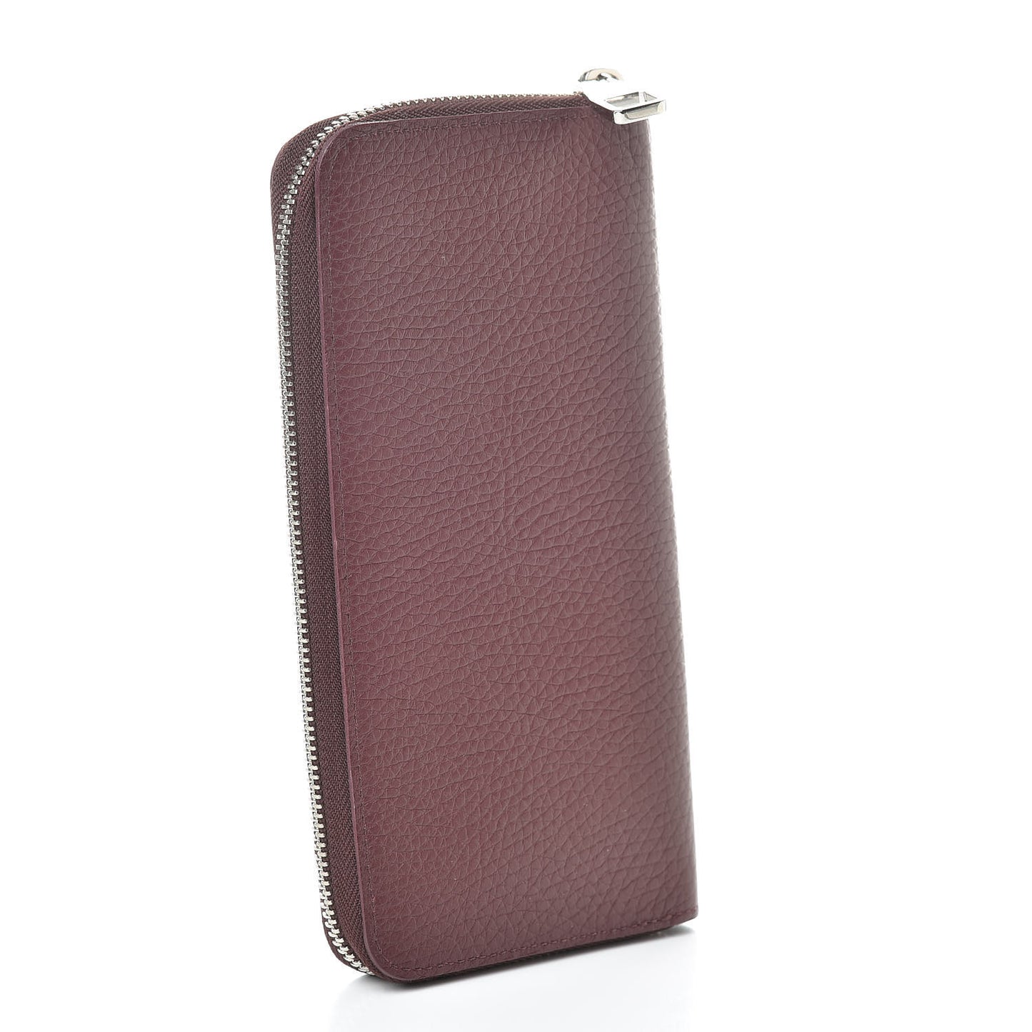 Taurillon Vertical Zippy Wallet Bordeaux